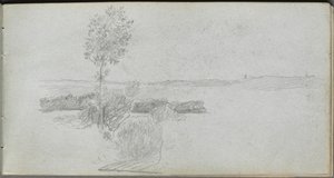 Szkicownik, strona 28: Studium krajobrazu. autorstwa Jean Louis Ernest Meissonier