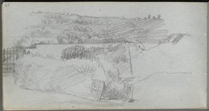 Szkicownik, strona 29: Studium krajobrazu. autorstwa Jean Louis Ernest Meissonier