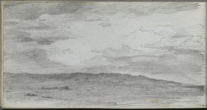 Szkicownik, strona 34: Studium krajobrazu. autorstwa Jean Louis Ernest Meissonier