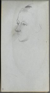 Szkicownik, strona 45: Twarz kobiety, widok 3/4 autorstwa Ernest Meissonier