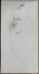 Szkicownik, strona 45: Twarz kobiety, widok 34. autorstwa Jean Louis Ernest Meissonier
