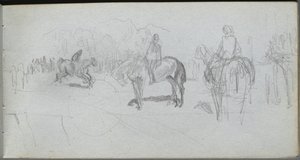 Szkicownik, strona 52: Badanie figur . autorstwa Jean Louis Ernest Meissonier