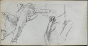 Szkicownik, strona 58: Odchylanie figury i figury od tyłu. autorstwa Jean Louis Ernest Meissonier