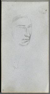 Szkicownik, strona 61: Twarz, 34 widok profilu. autorstwa Jean Louis Ernest Meissonier
