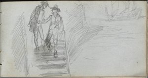 Szkicownik, strona 64: Figury na schodach autorstwa Ernest Meissonier