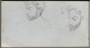 Szkicownik, strona 65: Badanie twarzy w profilu. autorstwa Jean Louis Ernest Meissonier