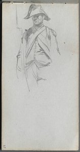 Szkicownik, strona 67: Studium żołnierza. autorstwa Jean Louis Ernest Meissonier