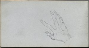 Szkicownik, strona 68: Studium ręki. autorstwa Jean Louis Ernest Meissonier