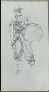 Szkicownik, strona 79: Żołnierz z bębnem. autorstwa Jean Louis Ernest Meissonier