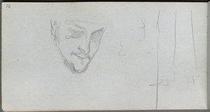Szkicownik, strona 83: Studium twarzy, nóg. autorstwa Jean Louis Ernest Meissonier