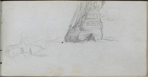Szkicownik, strona 84: Studium postaci, Studium statku. autorstwa Jean Louis Ernest Meissonier