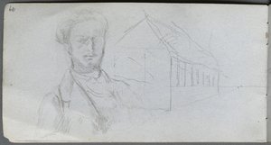 Szkicownik, strona 99: Studium postaci, budynek autorstwa Ernest Meissonier
