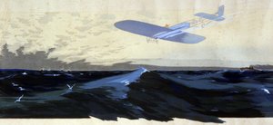 Louis Bleriot: Pierwsza przeprawa powietrzna przez kanał La Manche, ok. 1920 r. (ilustracja) autorstwa Ernest Montaut