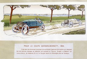 Wyścigi: Puchar Gordona Bennetta (Gordon-Bennett) w 1904 r. - rysunek Ernesta Montauta (1878-1909).