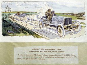 Wyścigi: tor w Ardenach w 1903 r., rysunek Ernesta Montauta (1878-1909). autorstwa Ernest Montaut