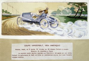 Wyścigi: Puchar Vanderbilta w 1904 r. - rysunek Ernesta Montauta (1878-1909). autorstwa Ernest Montaut