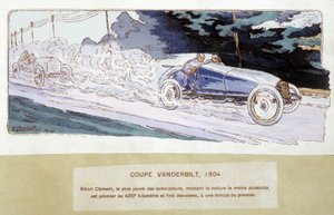 Wyścigi: Puchar Vanderbilta w 1904 r. - rysunek Ernesta Montauta (1878-1909). autorstwa Ernest Montaut