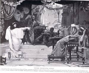 Estera potępiająca Hamana, ilustracja z "Hutchinsons History of the Nations", ok. 1910 r.