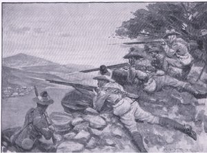 Dając im szansę, z książki After Pretoria: The Guerilla War wydanej przez Harmsworth Bros Limited, 1901 autorstwa Ernest Prater
