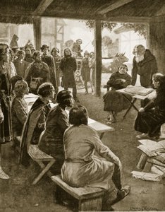 Założenie Cambridge w 1109, ilustracja z „Hutchinson