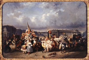 Carnaval place de la Concorde, dzisiejsza 8. dzielnica, między 1840 a 1845 r. (olej na płótnie) autorstwa Ernest Seigneurgens