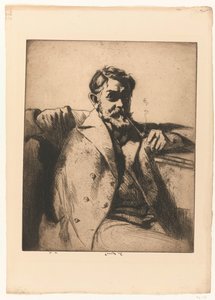 Portret sir Franka Brangwyna z fajką autorstwa Ernest Stephen Lumsden (signed by artist)
