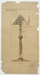 Projekt hebanowej mównicy inkrustowanej kością i srebrem dla kościoła św. Andrzeja, Roker 1906 (pióro i atrament na papierze) autorstwa Ernest William Gimson