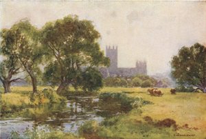 Canterbury z Stour (kolor lito) autorstwa Ernest William Haslehust