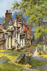 Cmentarz Greyfriars (kolor lito) autorstwa Ernest William Haslehust