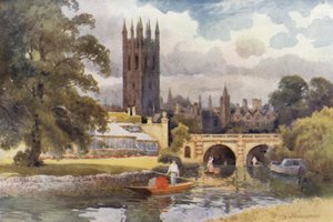 Magdalen College z Cherwell (kolor lito) autorstwa Ernest William Haslehust