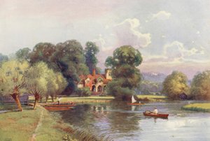 Tamiza: Opactwo Medmenham (kolorowa litografia) autorstwa Ernest William Haslehust