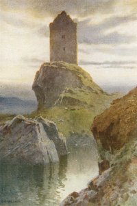 Wieża Smailholm (kolor lito) autorstwa Ernest William Haslehust