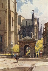 Stara studnia i kościół parafialny w Leamington (kolor lito) autorstwa Ernest William Haslehust