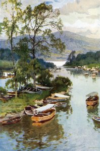 Widok z mostu Balloch (kolorowe członkinie) autorstwa Ernest William Haslehust