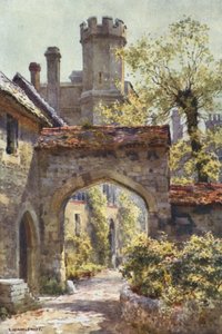 Winchester College: The Outer Gateway z „Arcadia” (kolor lito) autorstwa Ernest William Haslehust