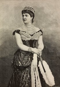 Margaret of Savoy (1851-1926), królowa Włoch od 1878 do 1900, fot. Cattani, Bertelli i de Hagen, rycina Ernesto Mancastroppa z L
