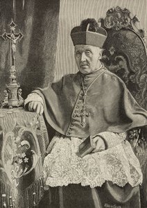 Portret Luigiego Nazari z Calabiana (1808-1893), włoskiego polityka i arcybiskupa Włoch, rytowany przez Ernesto Mancastropa według fotografii Ganziniego i Gabriela, z L