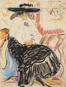 Siedząca kobieta w studio autorstwa Ernst Ludwig Kirchner