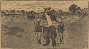 Pogrzeb dziecka w Rosji, 19061907. autorstwa Ernst Barlach