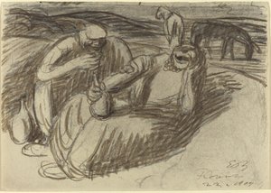 Włoscy chłopi z butelkami wina autorstwa Ernst Barlach