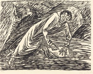 Piszący prorok (św. Jan na Patmos) autorstwa Ernst Barlach