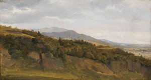 Niemiecki pejzaż z widokiem na szeroką dolinę, ca. 1829-30. autorstwa Ernst Christian Frederik Petzholdt