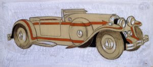 Ilustracja przedstawiająca Delage z 1924 r. z nadwoziem autorstwa Letourneur et Marchand autorstwa Ernst Deutsch Dryden