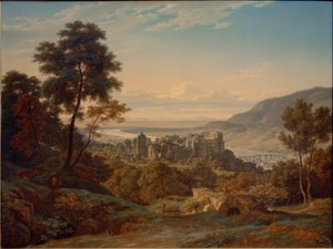 Heidelberg, zamek i miasto od wschodu z widokiem na dolinę Renu