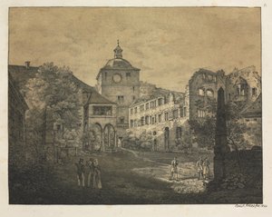 Sześć widoków zamku w Heidelbergu: taras zamkowy autorstwa Ernst Fries