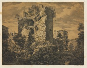Sześć widoków zamku w Heidelbergu: Wieża, 1820 r.