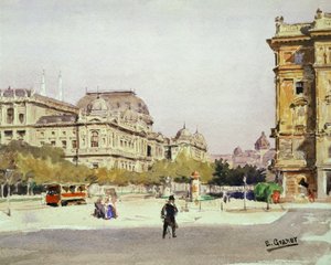 Ring i Opera w Wiedniu, Austria (akwarela na papierze)