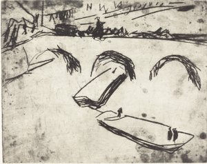 Most na Nabrzeżu Księcia Koronnego Brucke am Kronprinzen Ufer, 1909. autorstwa Ernst Ludwig Kirchner