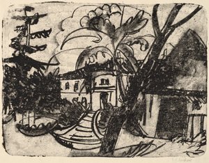 Duńska Zagroda z Dworkiem, 1912 r. autorstwa Ernst Ludwig Kirchner