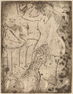 Dodo układa włosy, 1909. autorstwa Ernst Ludwig Kirchner